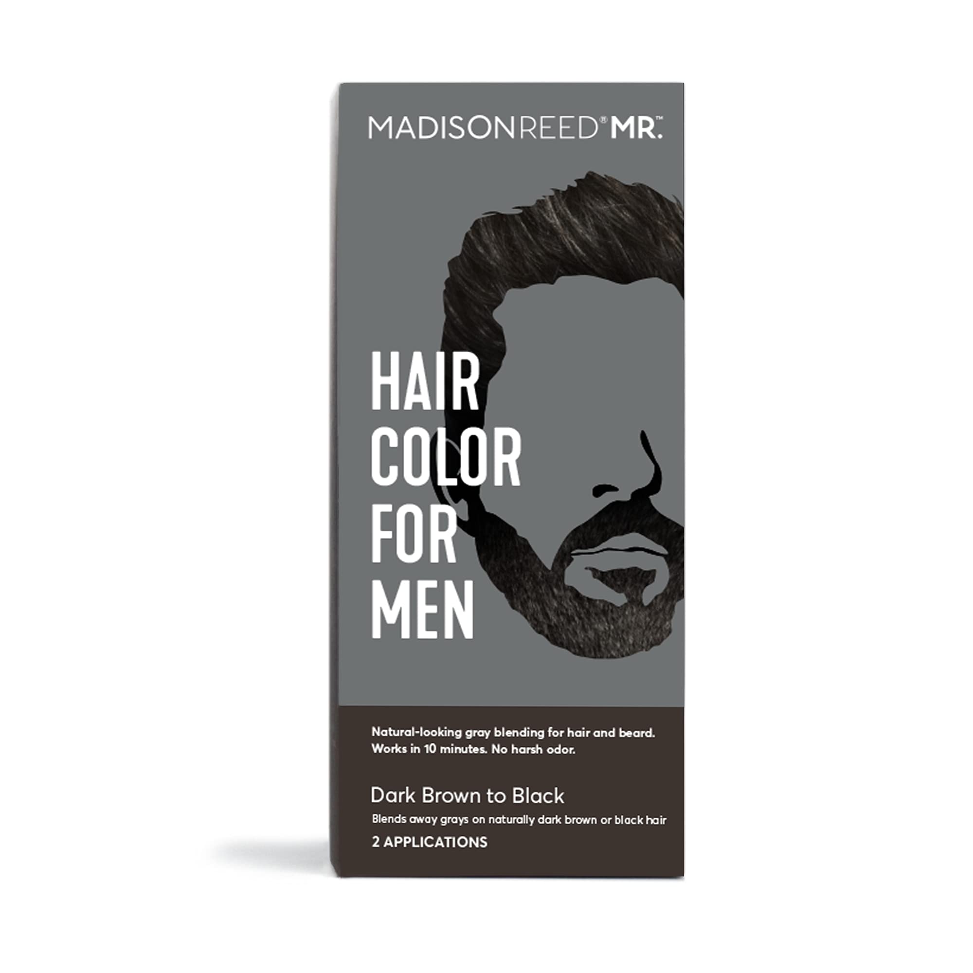 Madison Reed Mr Hair Color pour hommes – gel colorant noir camoufle les gris pour un look naturel.