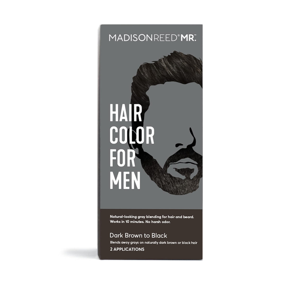 Madison Reed Mr Hair Color pour hommes – gel colorant noir camoufle les gris pour un look naturel.