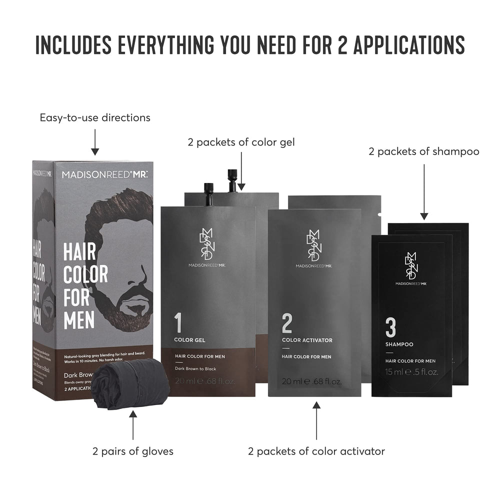 Kit complet Madison Reed Mr Hair Color – tout pour deux applications.