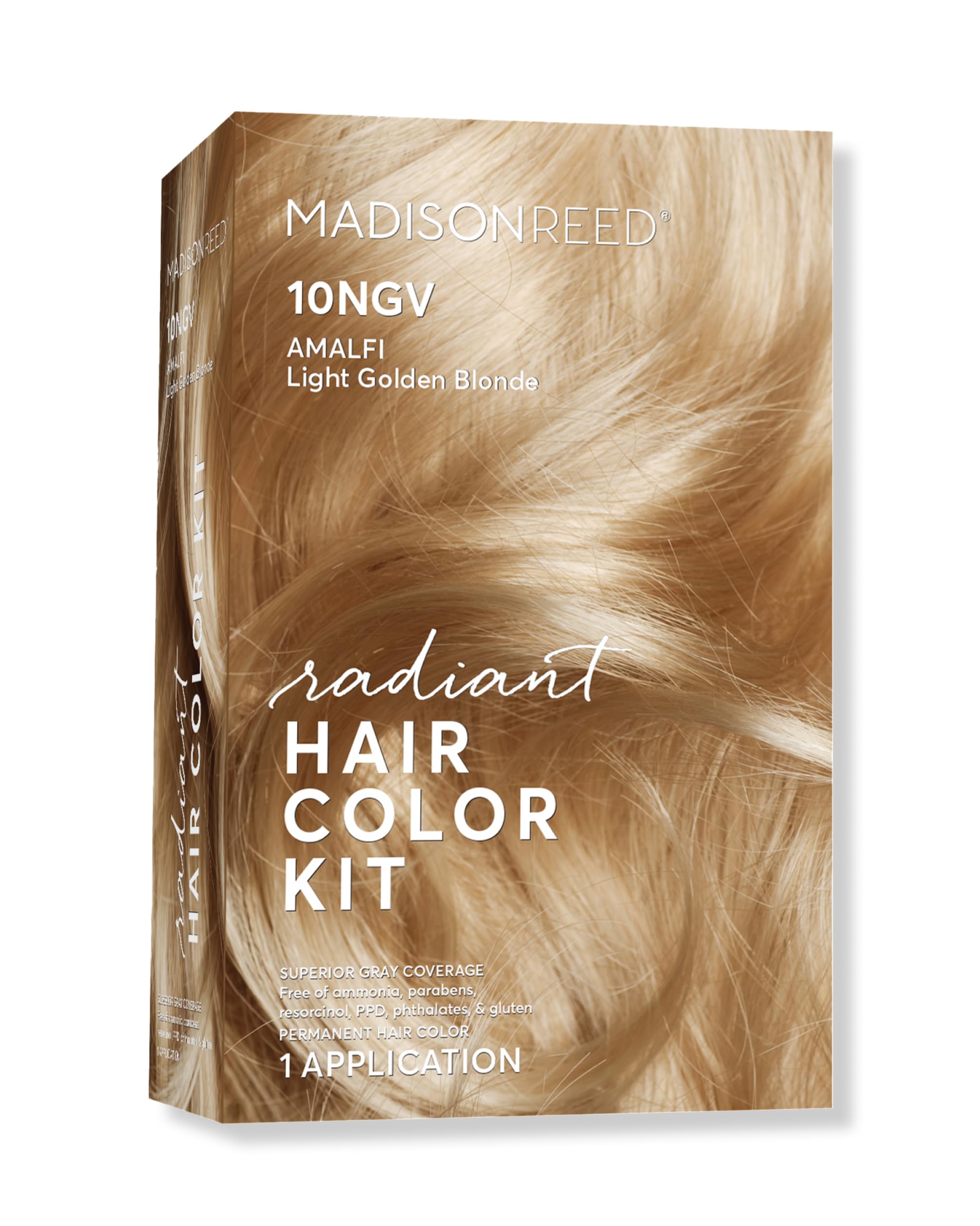 Kit Madison Reed Radiant Color : crème colorante 10NGV pour blond doré lumineux.
