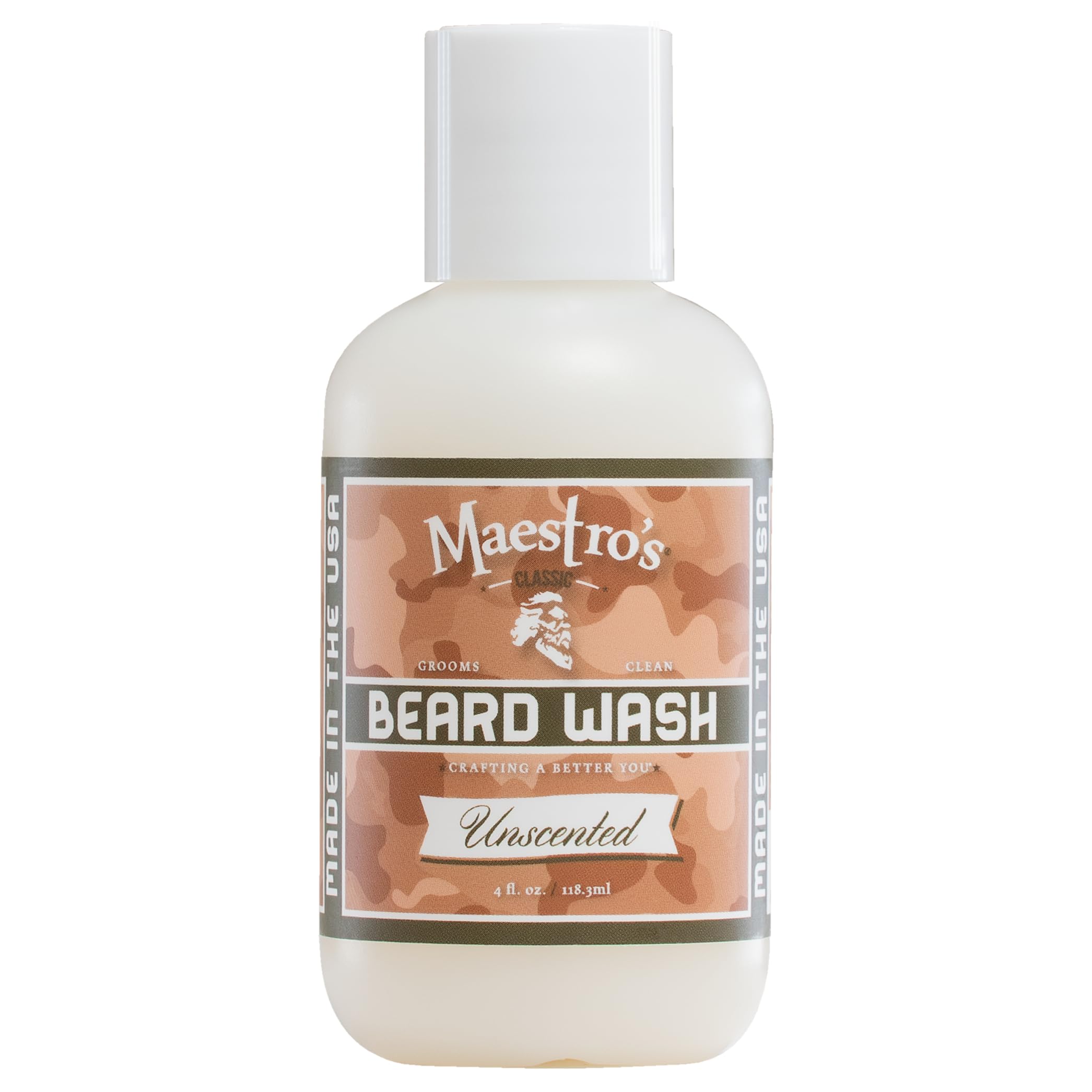 Maestro's Classic Lavage de Barbe flacon sans parfum, hydratation douce pour barbe et peau.