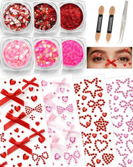 MAFFUNO ensemble complet gemmes et paillettes pour visage, prêt pour look lumineux.