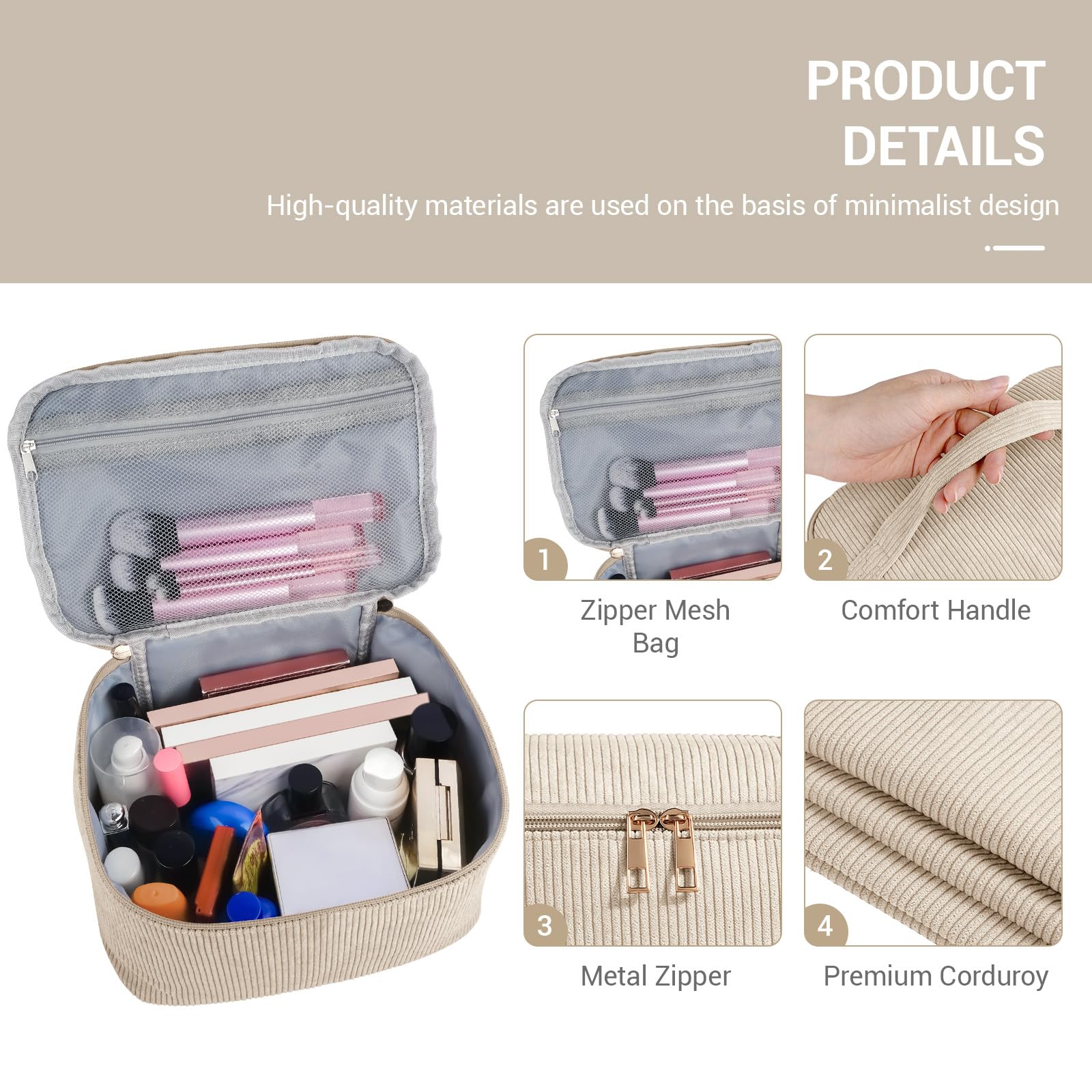 Magefy intérieur poches doubles beige, accès rapide