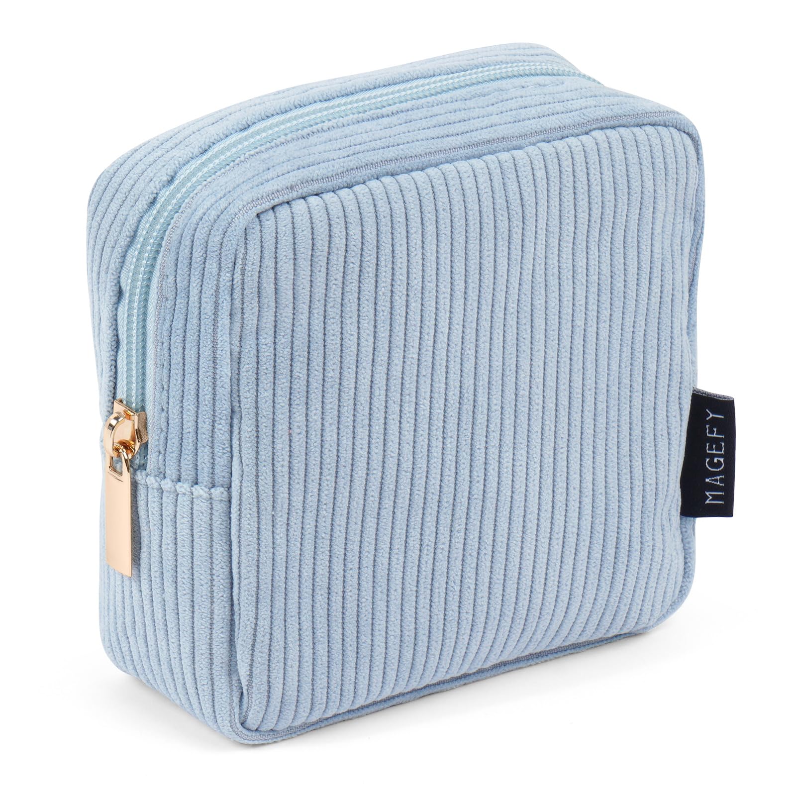 MAGEFY trousse maquillage bleue vue avant, rangement compact et élégant