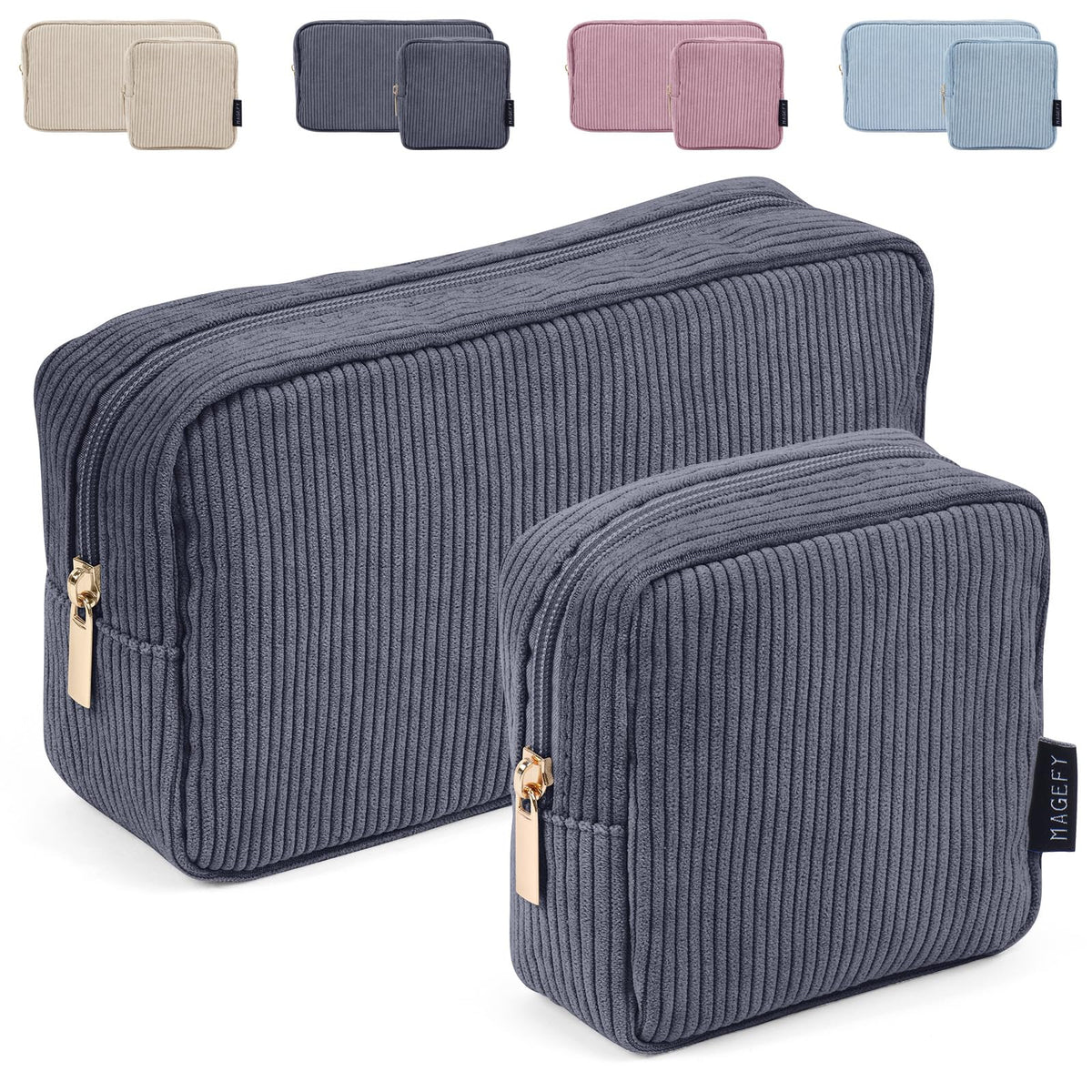 Magefy pochette maquillage corduroy avec poches interieures, organisation facile.