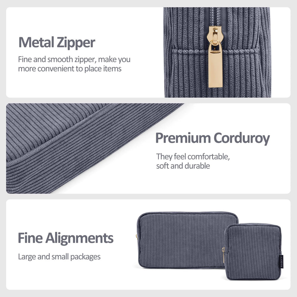 Pochette maquillage MAGEFY gris profond et autres couleurs, polyvalente au quotidien et en voyage.