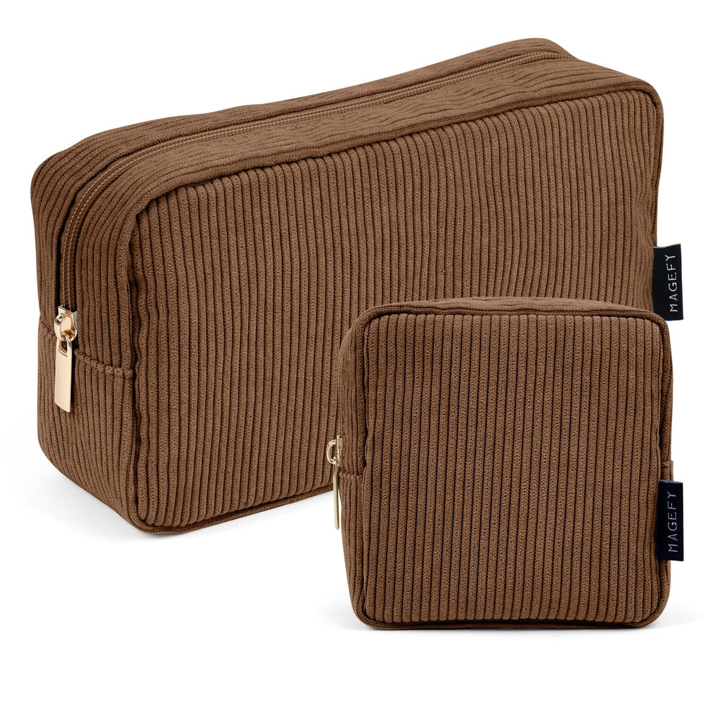 Trousse Magefy en corduroy brun, rangement élégant pour le sac
