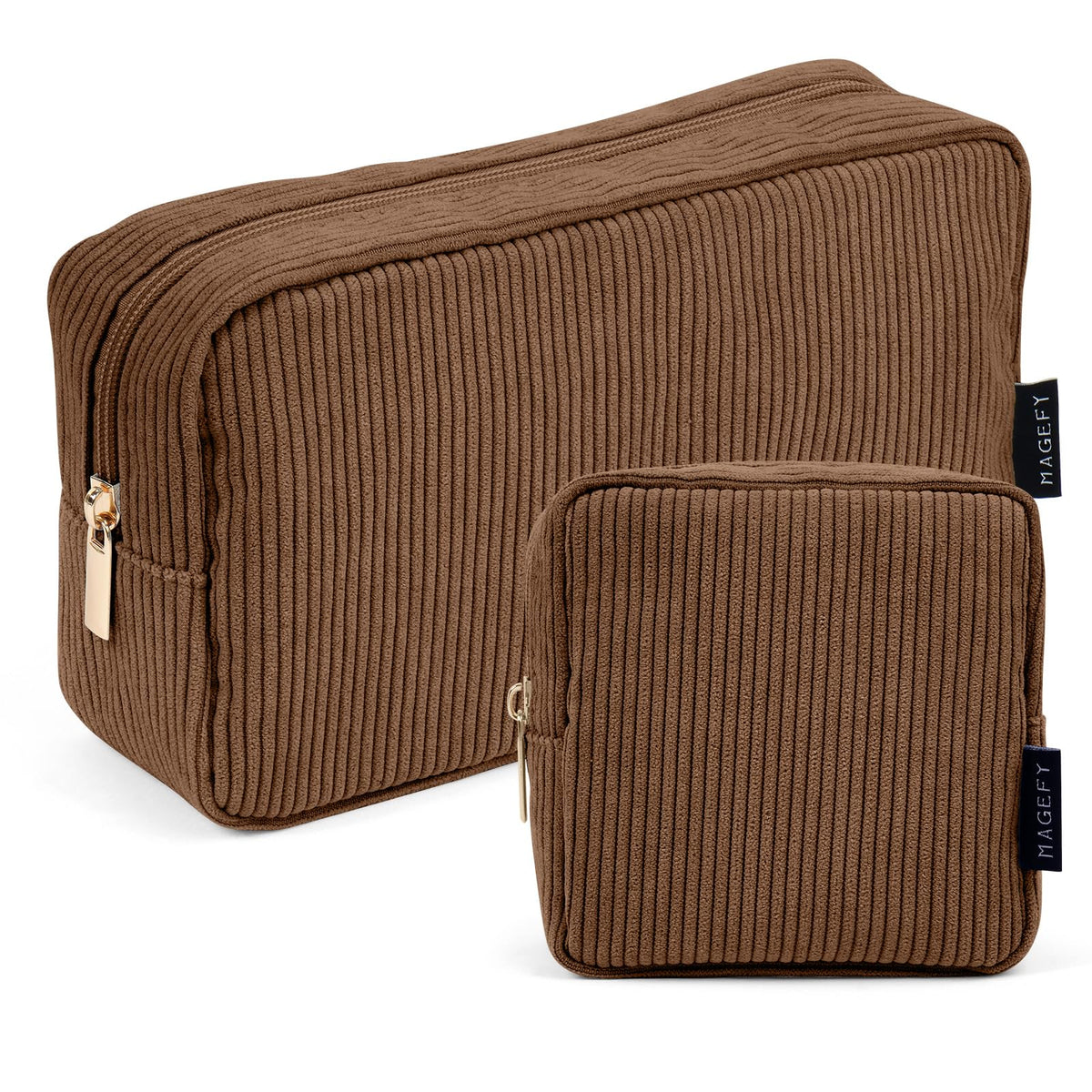 Trousse Magefy en corduroy brun, rangement élégant pour le sac