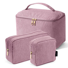 Trousse MAGEFY ensemble 3 pièces avec poignée rose, pratique pour voyage et organisation.