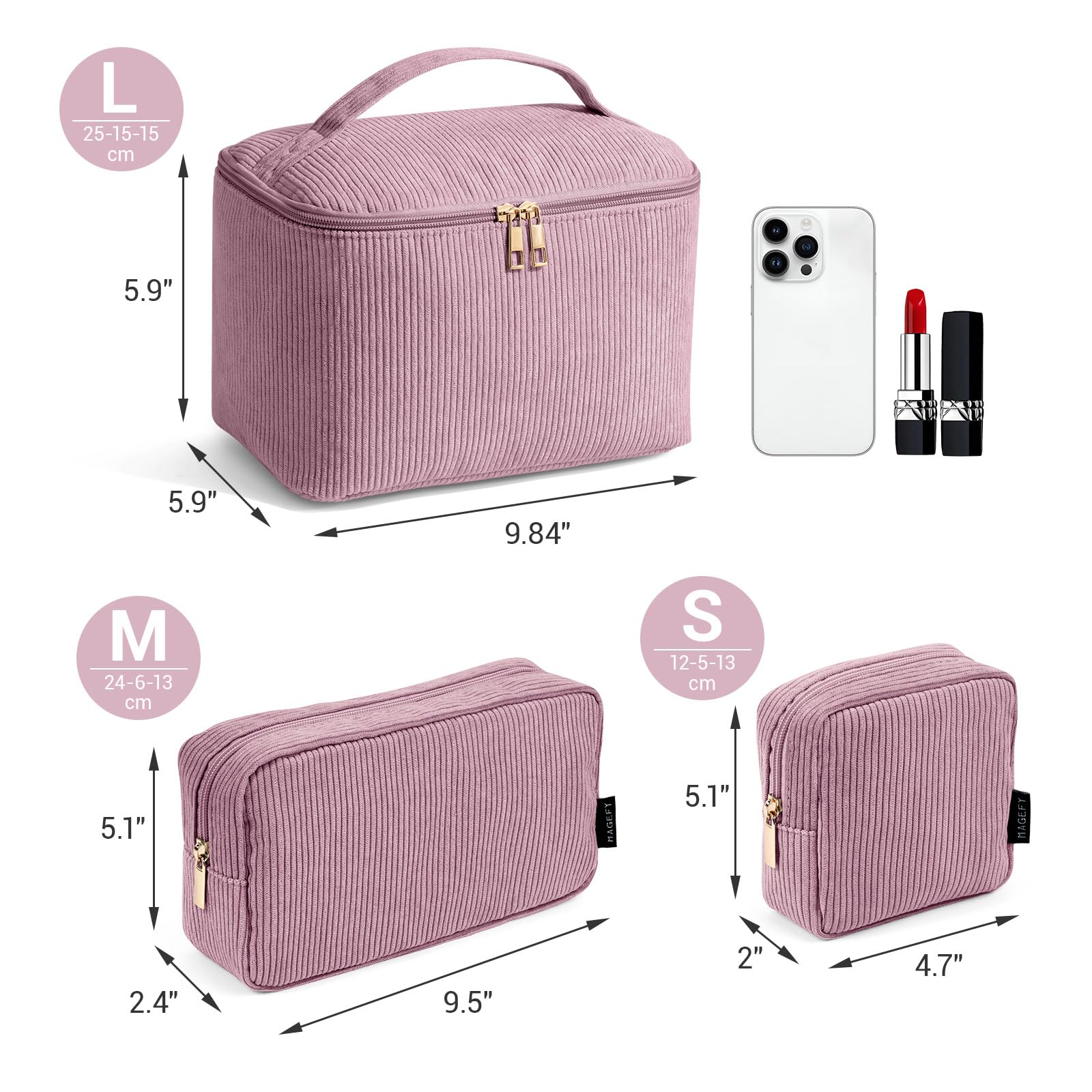 Trousse maquillage grand format avec poignée rose, commodité lors des déplacements quotidiens.