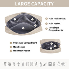Trousse Magefy avec poches intérieures doubles pour organiser brosses et rouges à lèvres.