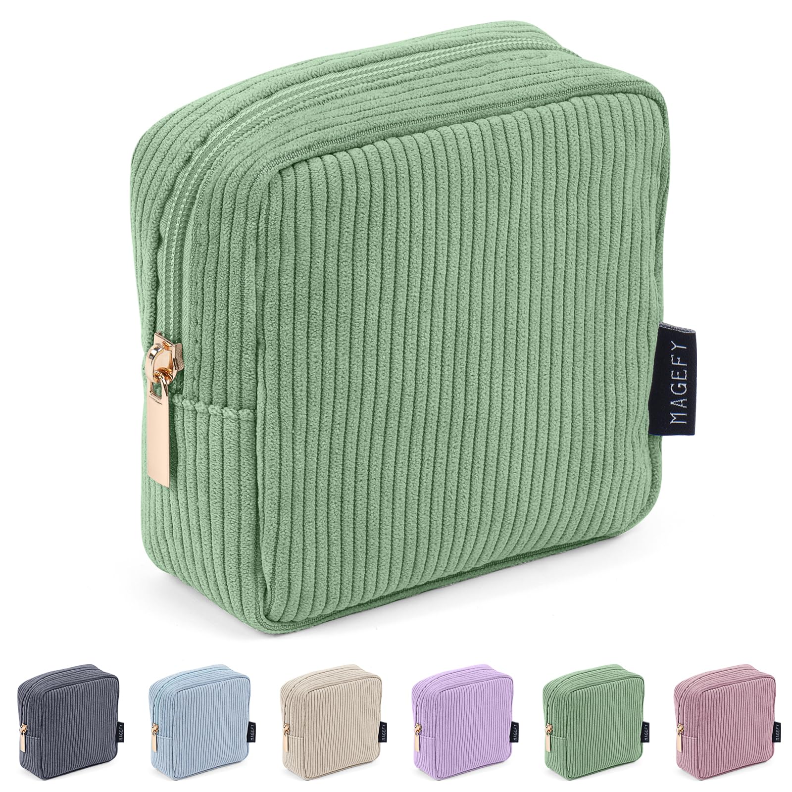 Trousse MAGEFY avec poches intérieures pour organiser pinceaux et rouges à lèvres.
