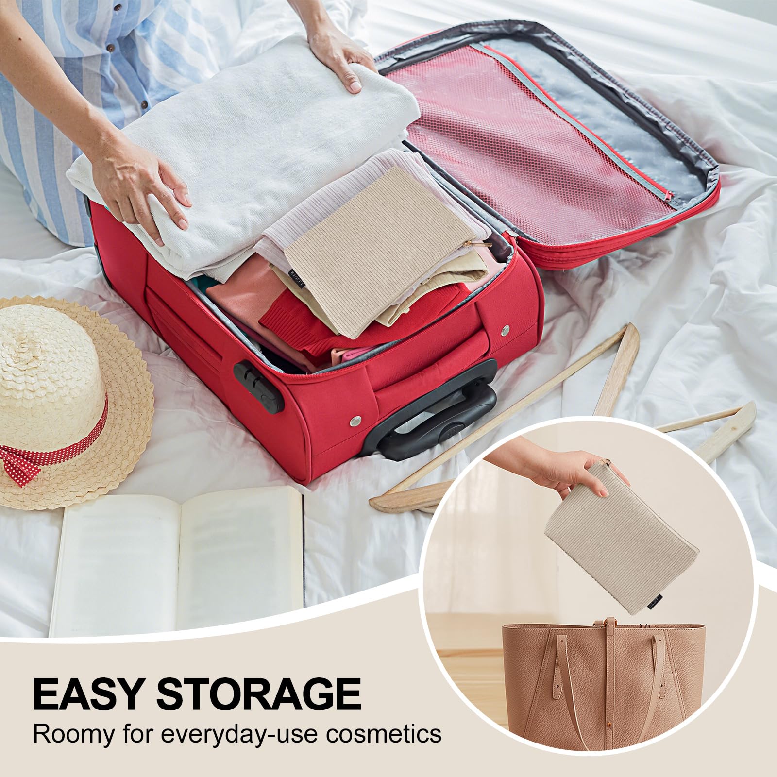 Trousse MAGEFY velours côtelé beige quotidien, accessoire élégant et fonctionnel.