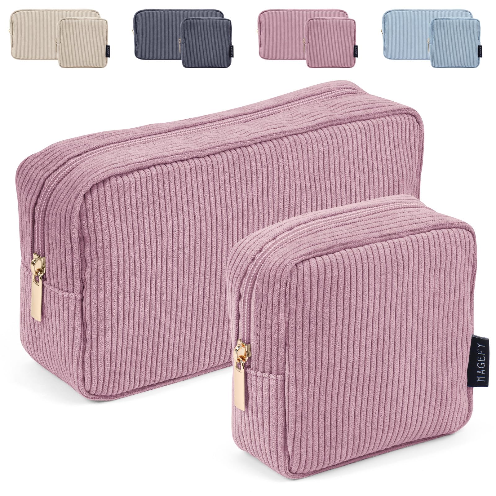 Trousse MAGEFY velours côtelé rose grand format pour le quotidien et le voyage