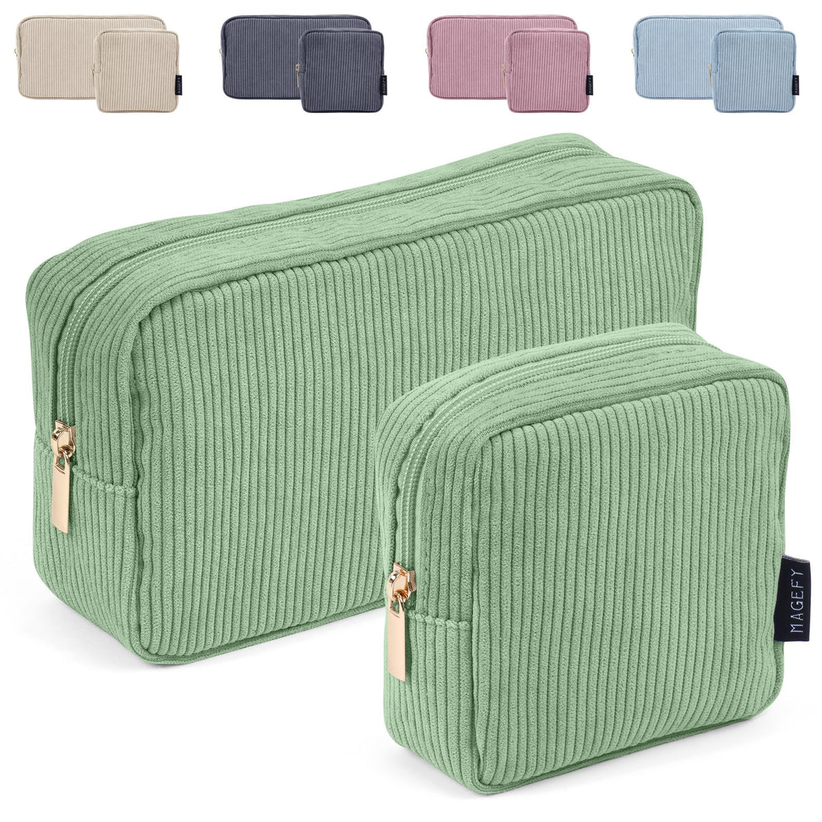 Trousse MAGEFY vert ensemble 2 pièces, rangement pratique pour sac à main.