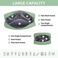 Trousse maquillage MAGEFY vert grand format, rangement quotidien pratique.