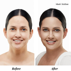 Poudre teint Magic Minerals appliquée, résultat uniforme et léger.