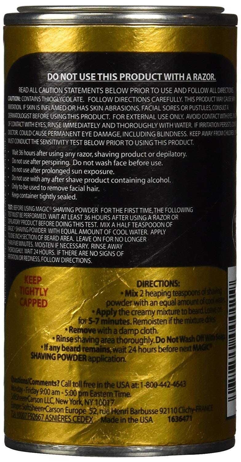 Pot de poudre Magic Shaving dorée parfumée pour dosage précis.