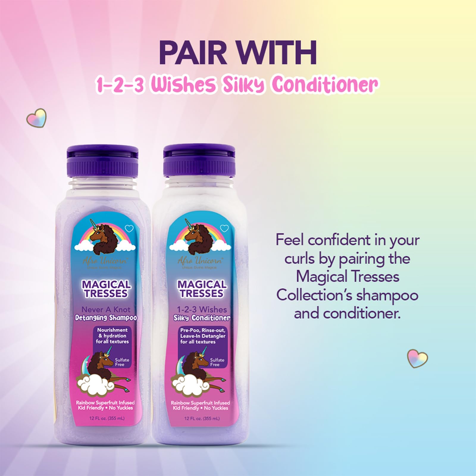MAGICAL TRESSES Afro Unicorn - sans silicone et sans sulfate, amical pour les enfants.