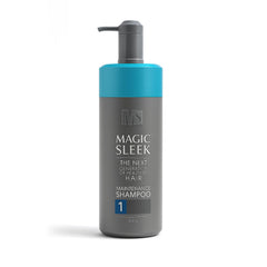 MagicSleek Shampoing hydratant, bouteille élégante démontrant l hydratation et la couleur