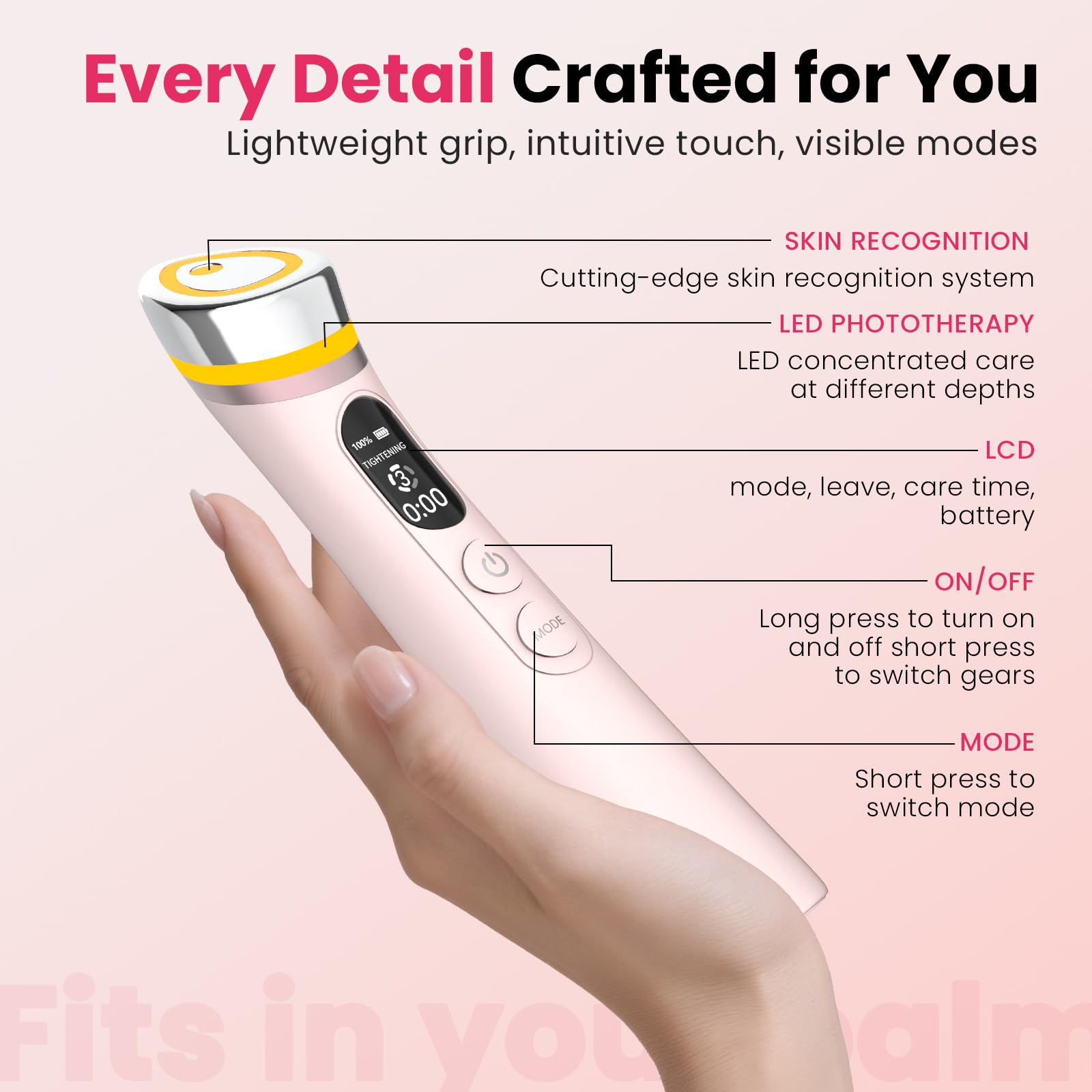 Magivol Face Lift Device active la thérapie par chaleur pour le confort cutané.