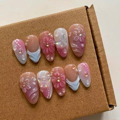 MAGLFELL Ongles press-on Luxe Amande 3D – allure élégante et durable.
