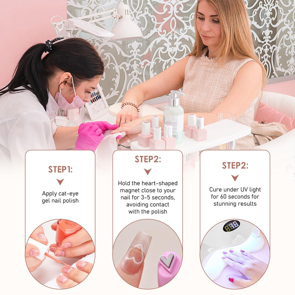 Aimant cœur pour vernis gel effet œil de chat, matériau inox durable.