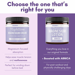 Lotion magnésium Arnica Magnum Solace, absorption rapide pour muscles détendus après l'effort.