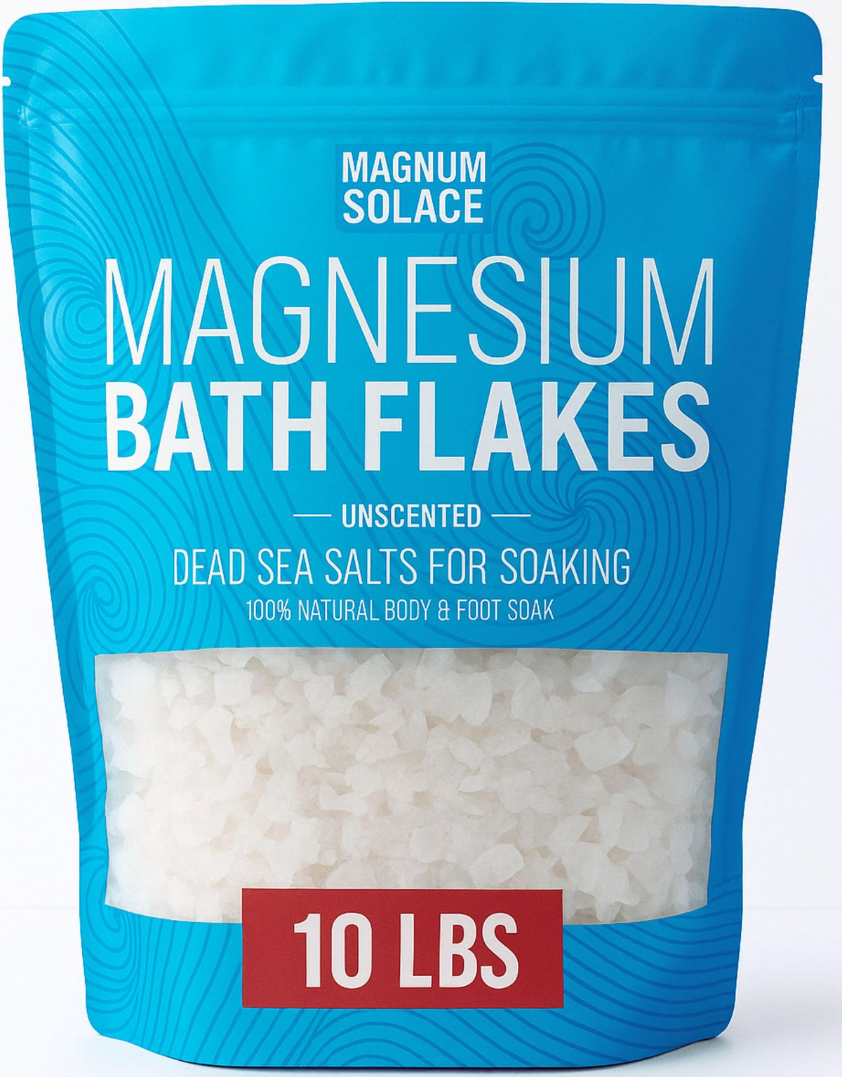 Magnum Solace magnesium flakes bath jar for a soothing soak.