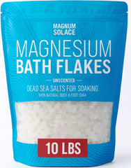 Magnum Solace magnesium flakes bath jar for a soothing soak.