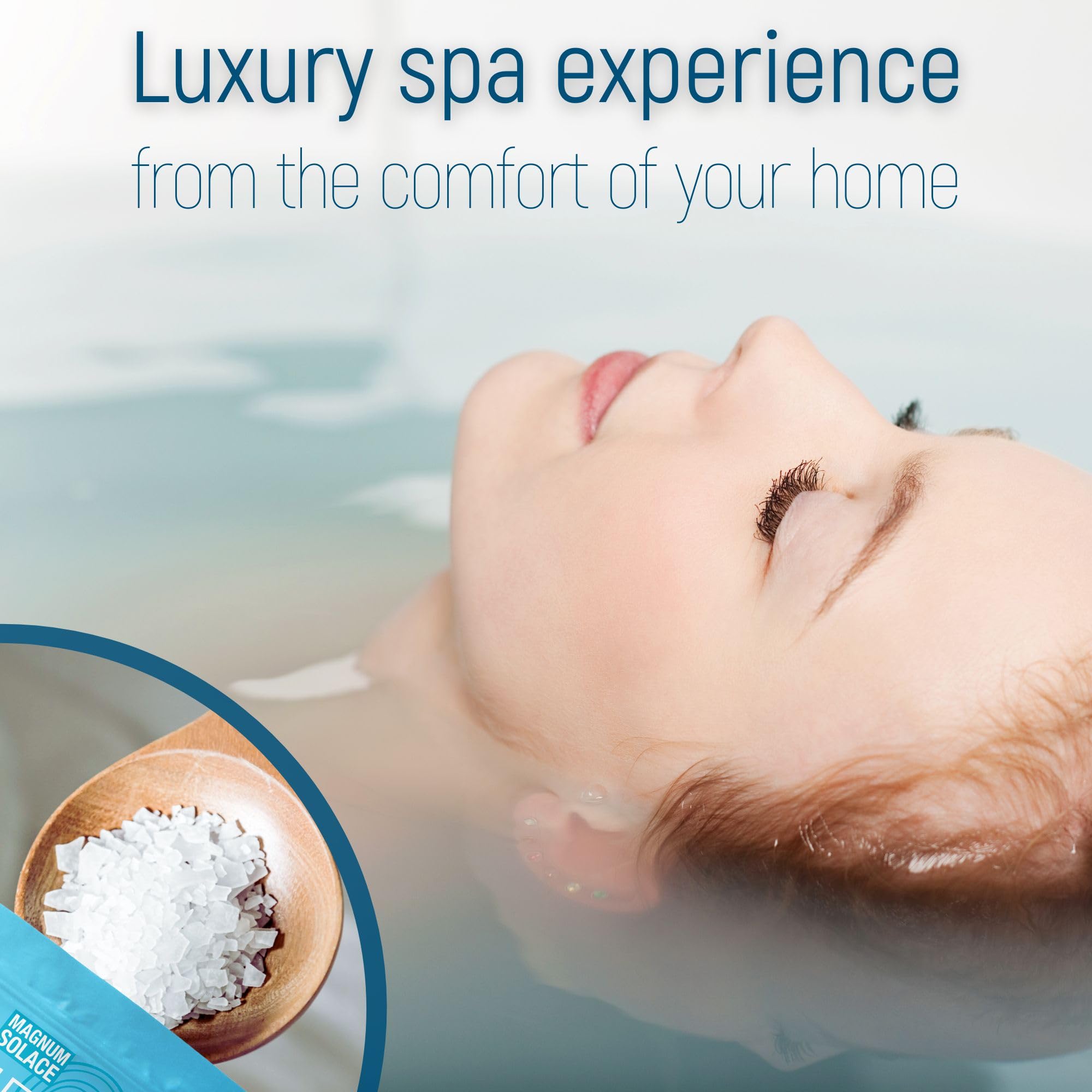 Magnum Solace magnesium lotion paired with flakes for post-bath care.