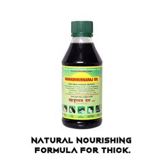 Mahabhringaraj Oil – massage cuir-chevelu pour nourrir les racines.