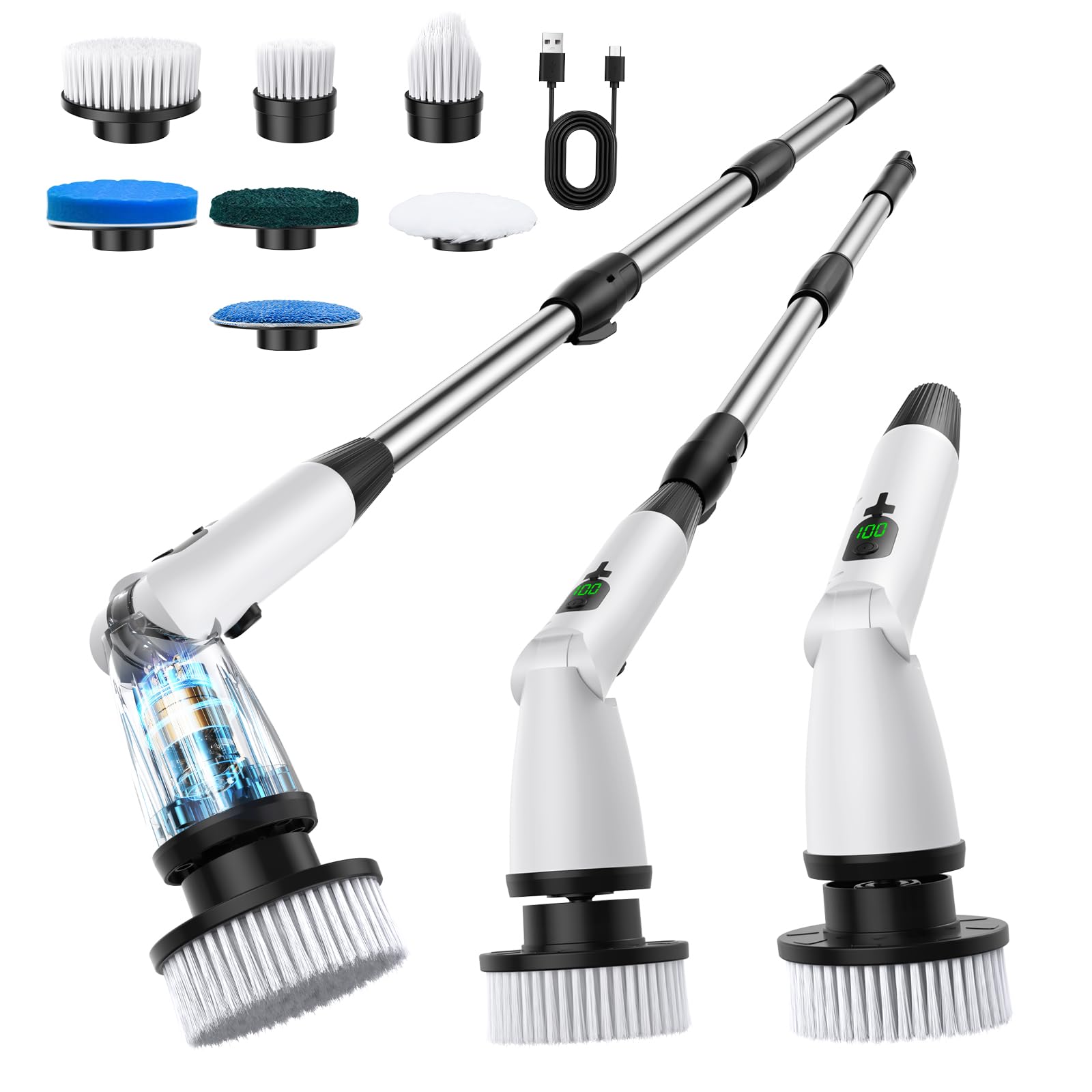 MAILLUCK brosse électrique 11-en-1 avec têtes interchangeables pour coins propres et surfaces variées