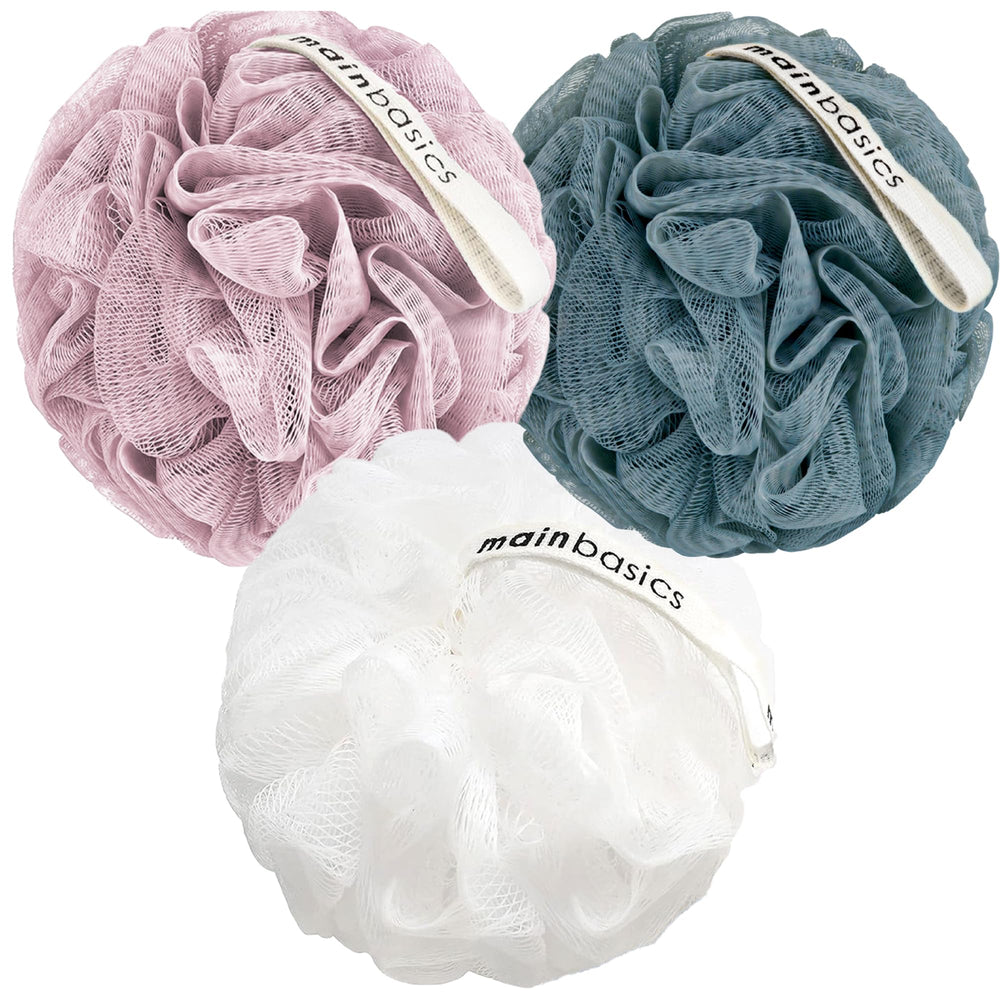 Gant exfoliant MainBasics Airy Blossom, lot de 3, exfoliation en douceur sous la douche.