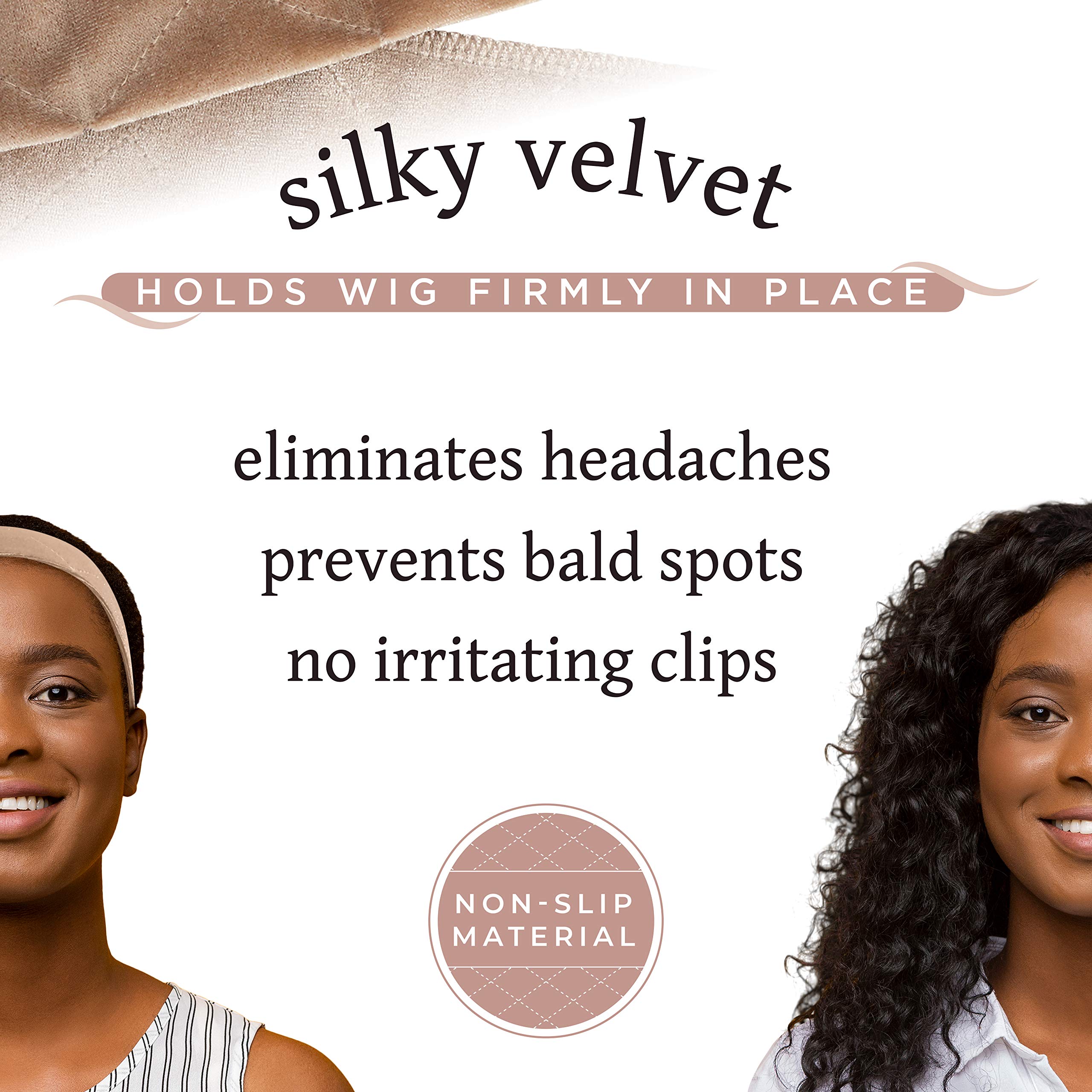 Bande velours MainBasics ajustable pour un maintien sûr de la perruque.