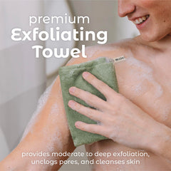 MainBasics Exfoliant Douche: ensemble de 3 serviettes pour rotation et soin régulier.