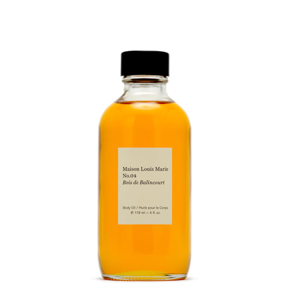 Maison Louis Marie No.04 Bois de Balincourt – flacon huile corps, hydratation légère et parfum subtil