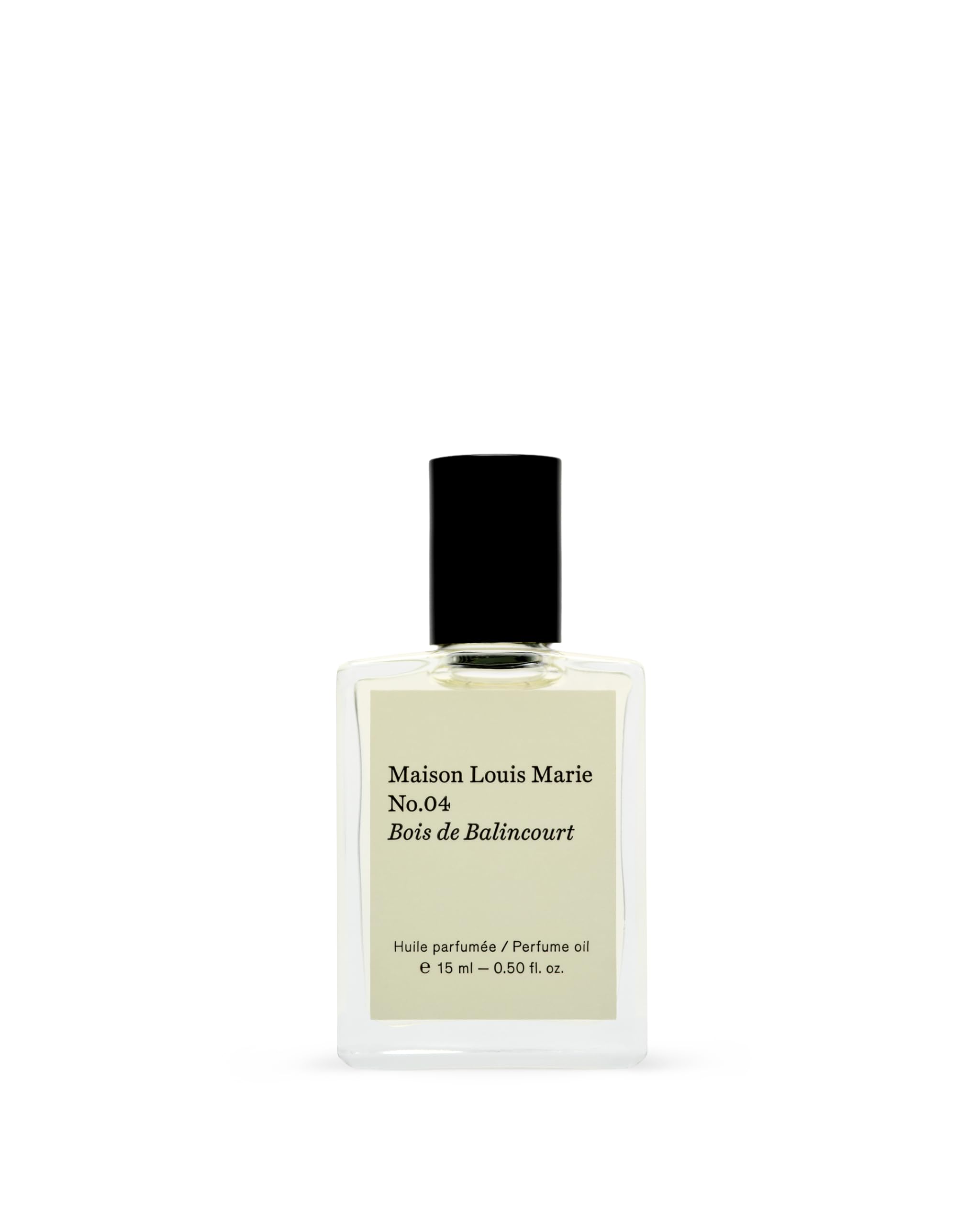 Maison Louis Marie No.04 Bois de Balincourt, bouteille roll-on: parfum discret et durable.