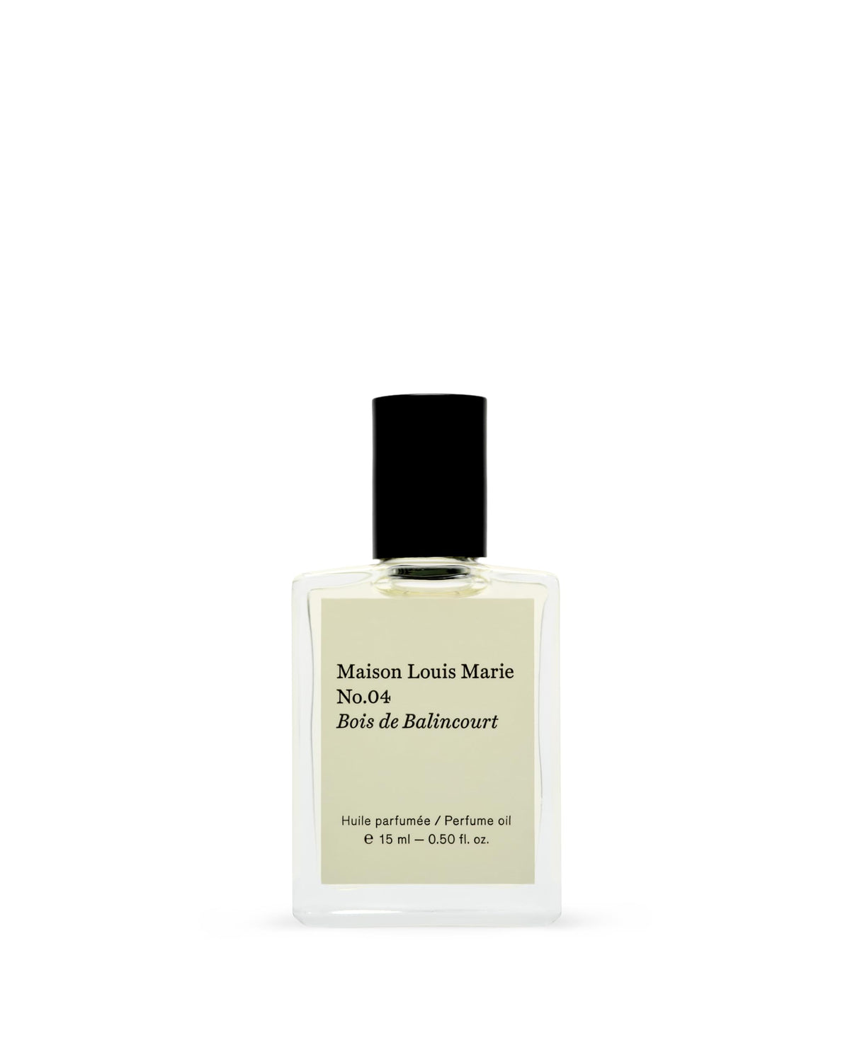 Maison Louis Marie No.04 Bois de Balincourt, bouteille roll-on: parfum discret et durable.