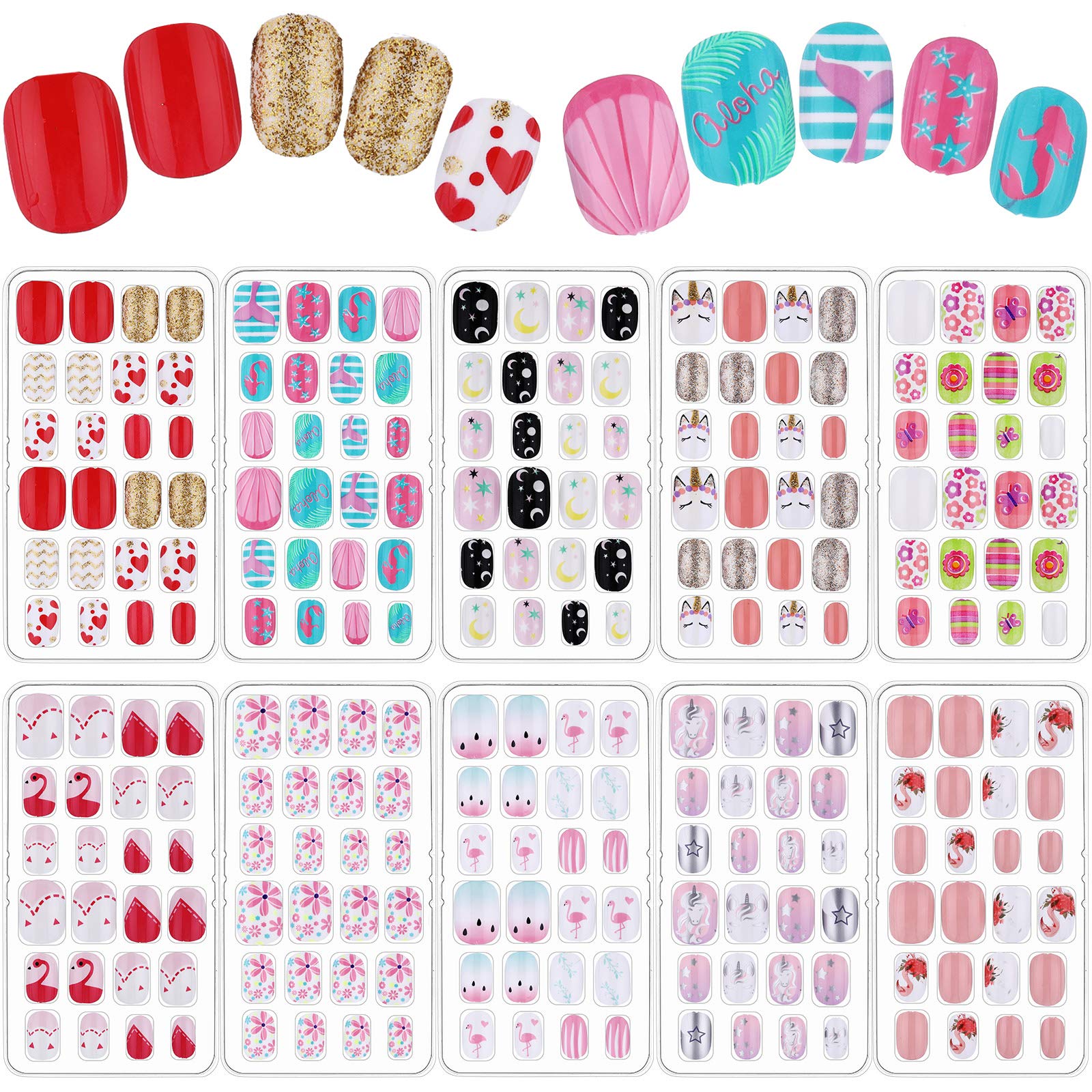 Maitys kids false nails set with ten boxes for versatile styling