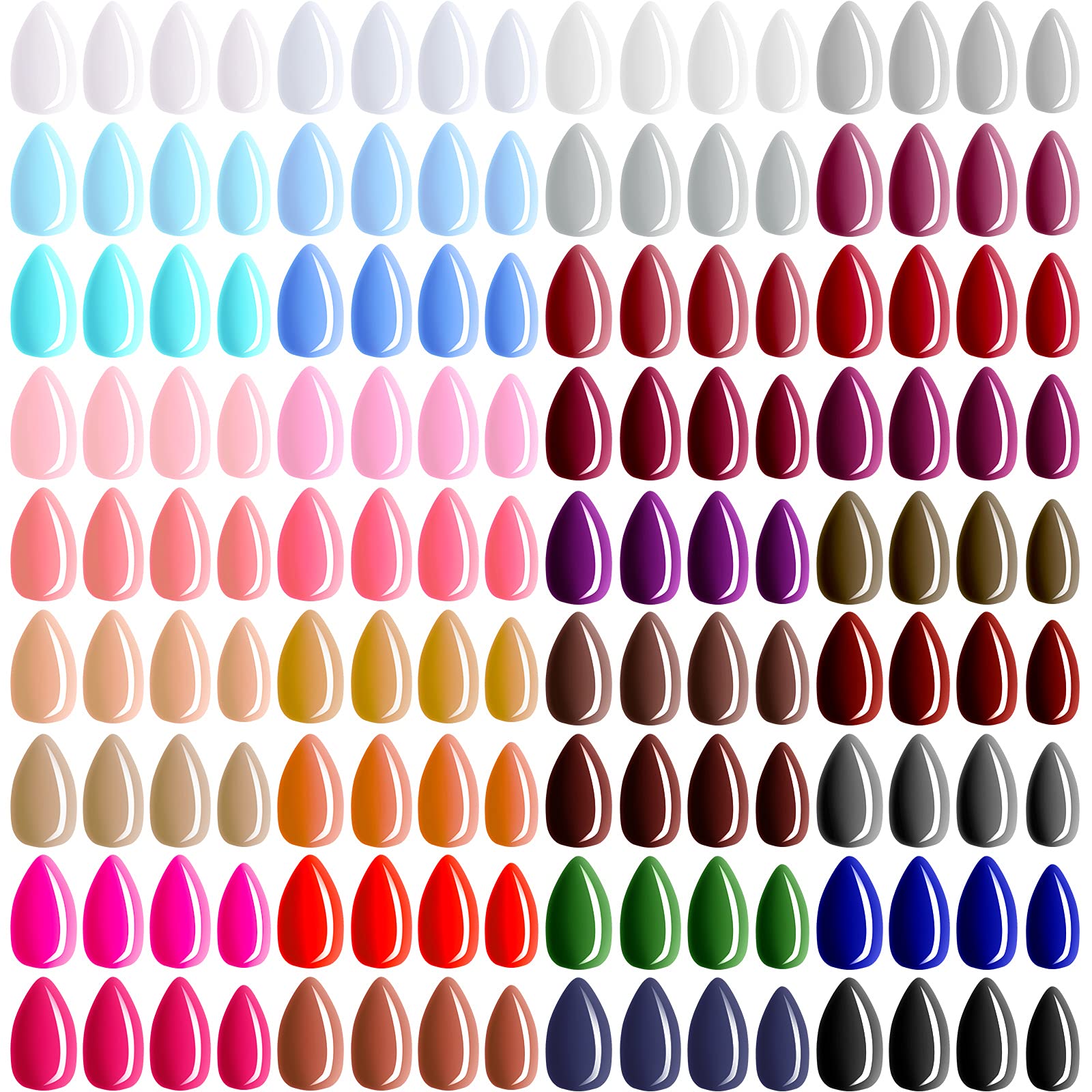Maitys Ongles Almond: ensemble de 36 couleurs pour un look personnalisé.