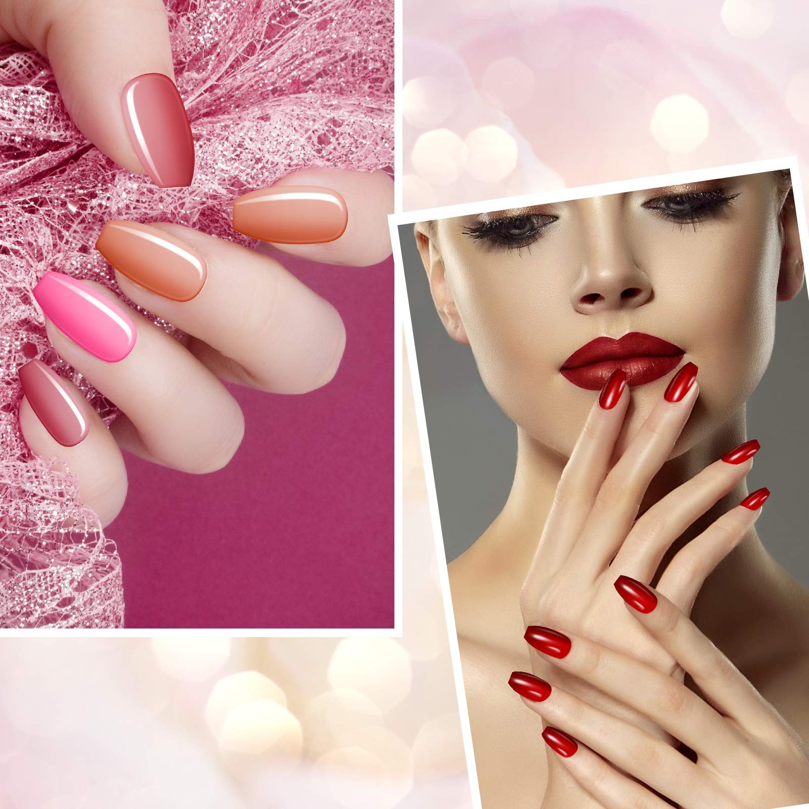 Maitys faux ongles couleur unie, forme carré-ballerine, tenue longue et style élégant.