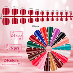 Maitys pack 24 ensembles d'ongles des orteils, couleurs variées pour bricolage à domicile.