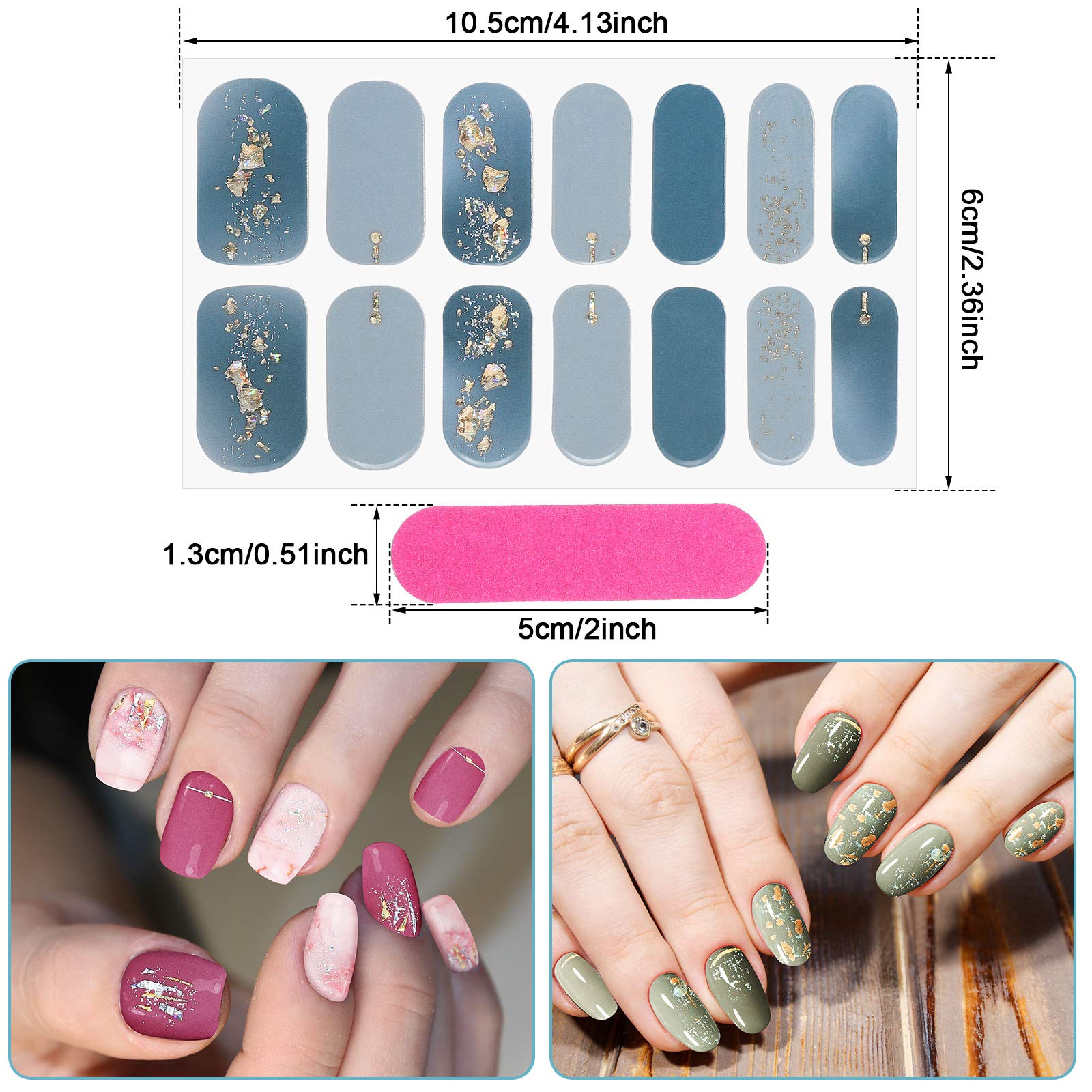 Maitys stickers ongles-paillettes multicolores, finitions festives et variées.