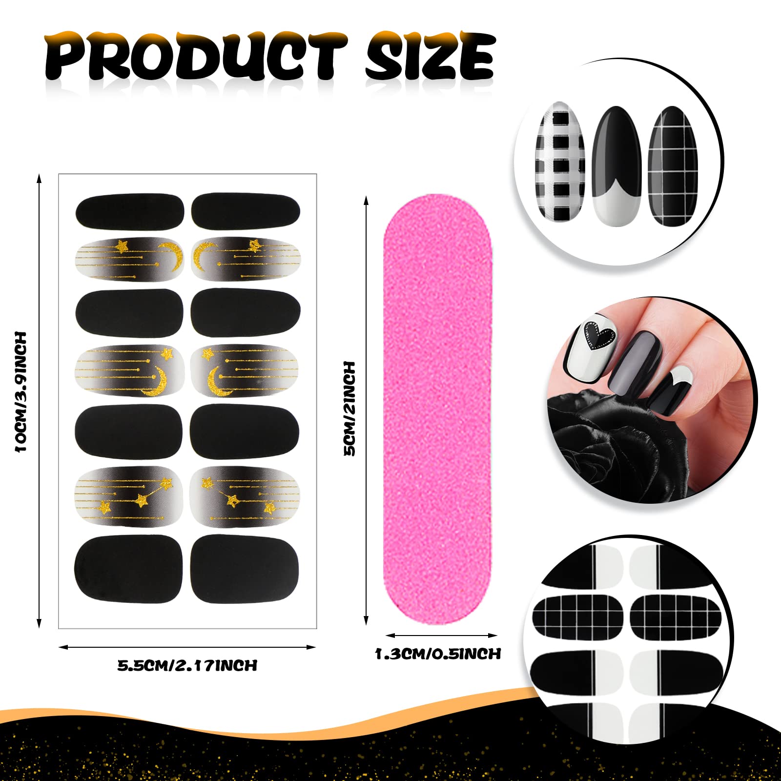 Maitys stickers ongles wrap noir dégradé pour un look élégant.