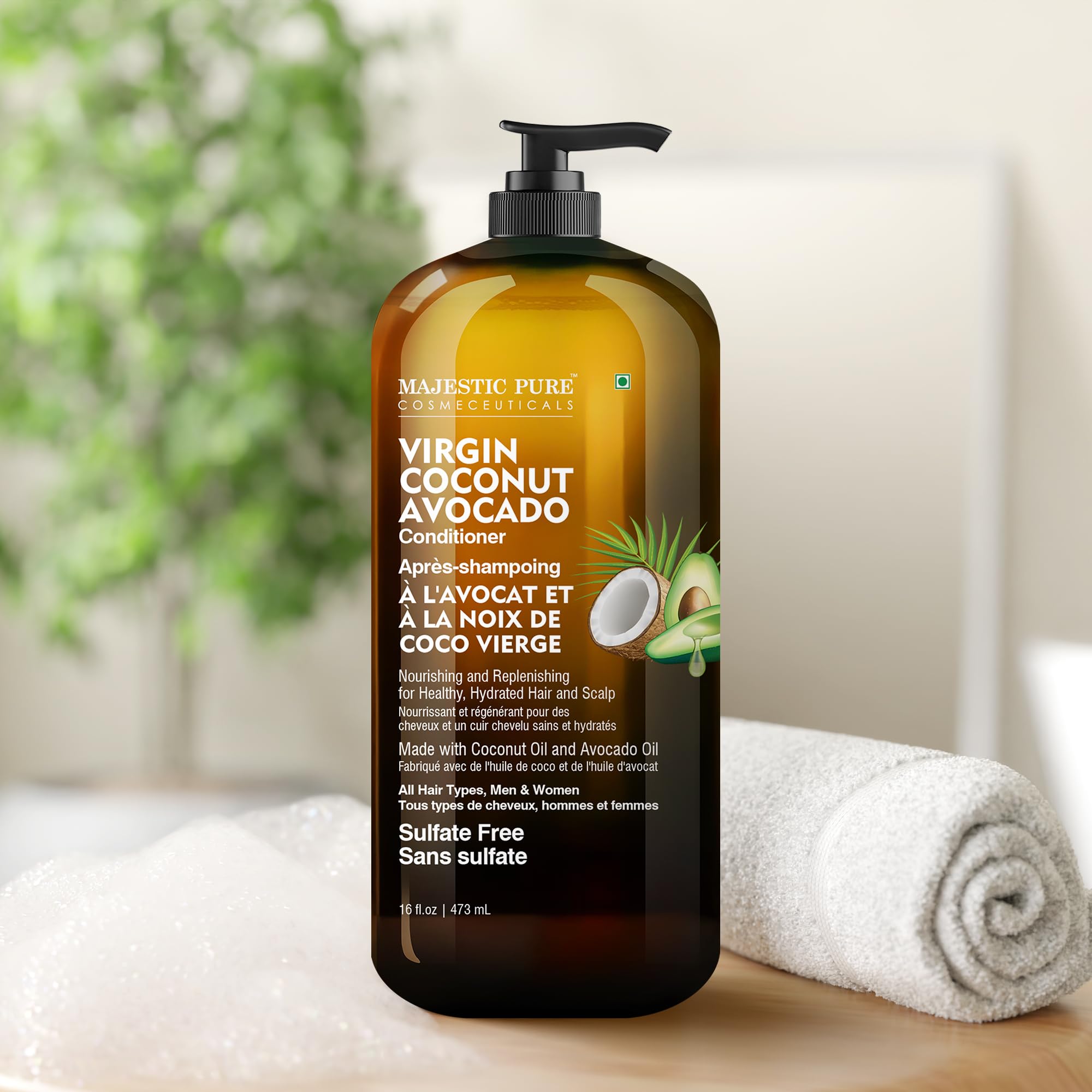 Hair after use with Majestic Pure Avocado Coconut Conditioner for shine