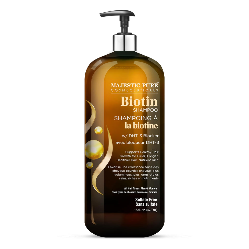Ingrédients Biotine Romarin Ricin dans Majestic Pure Shampoing.