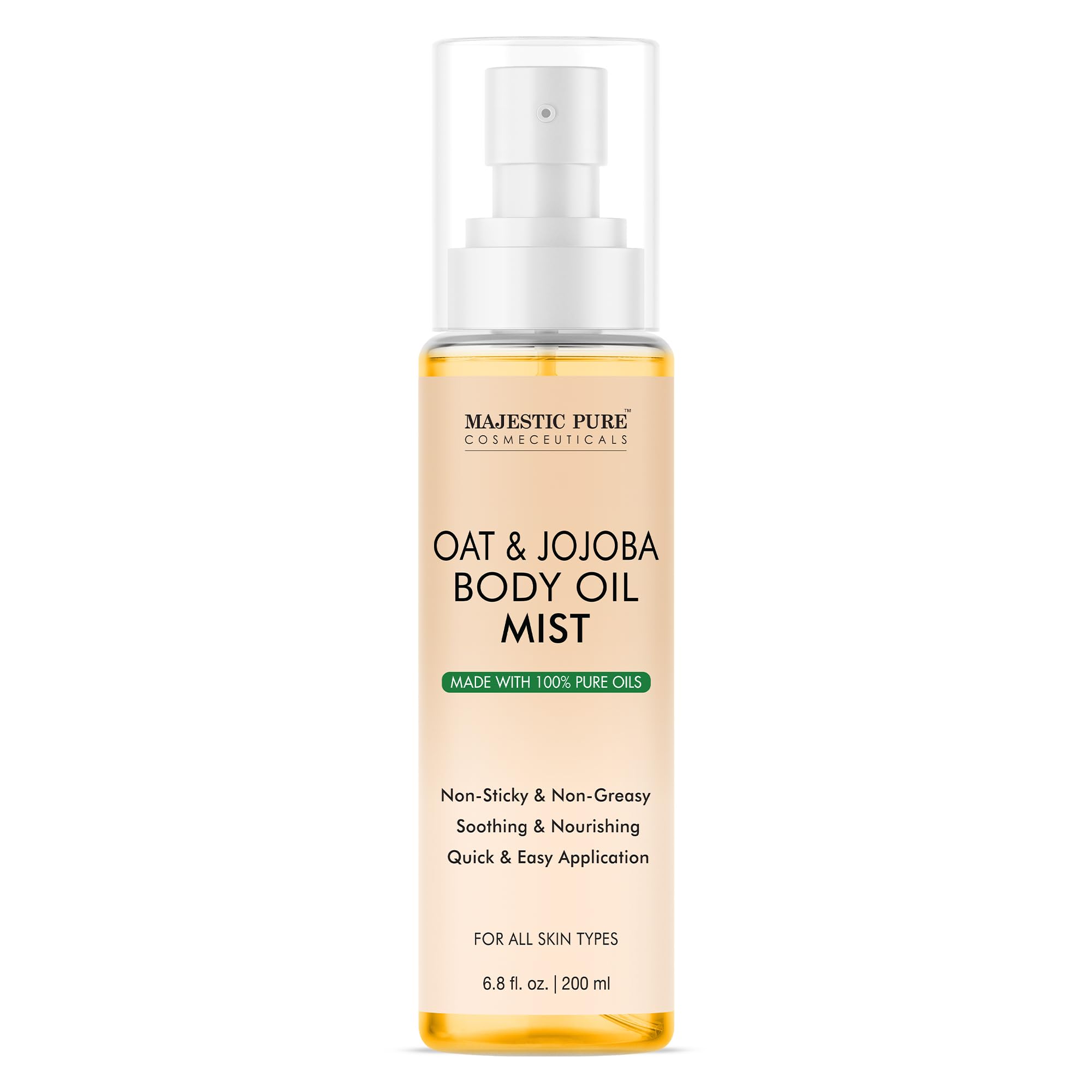 Majestic Pure brume avoine jojoba – bouteille prête pour hydratation légère après la douche.