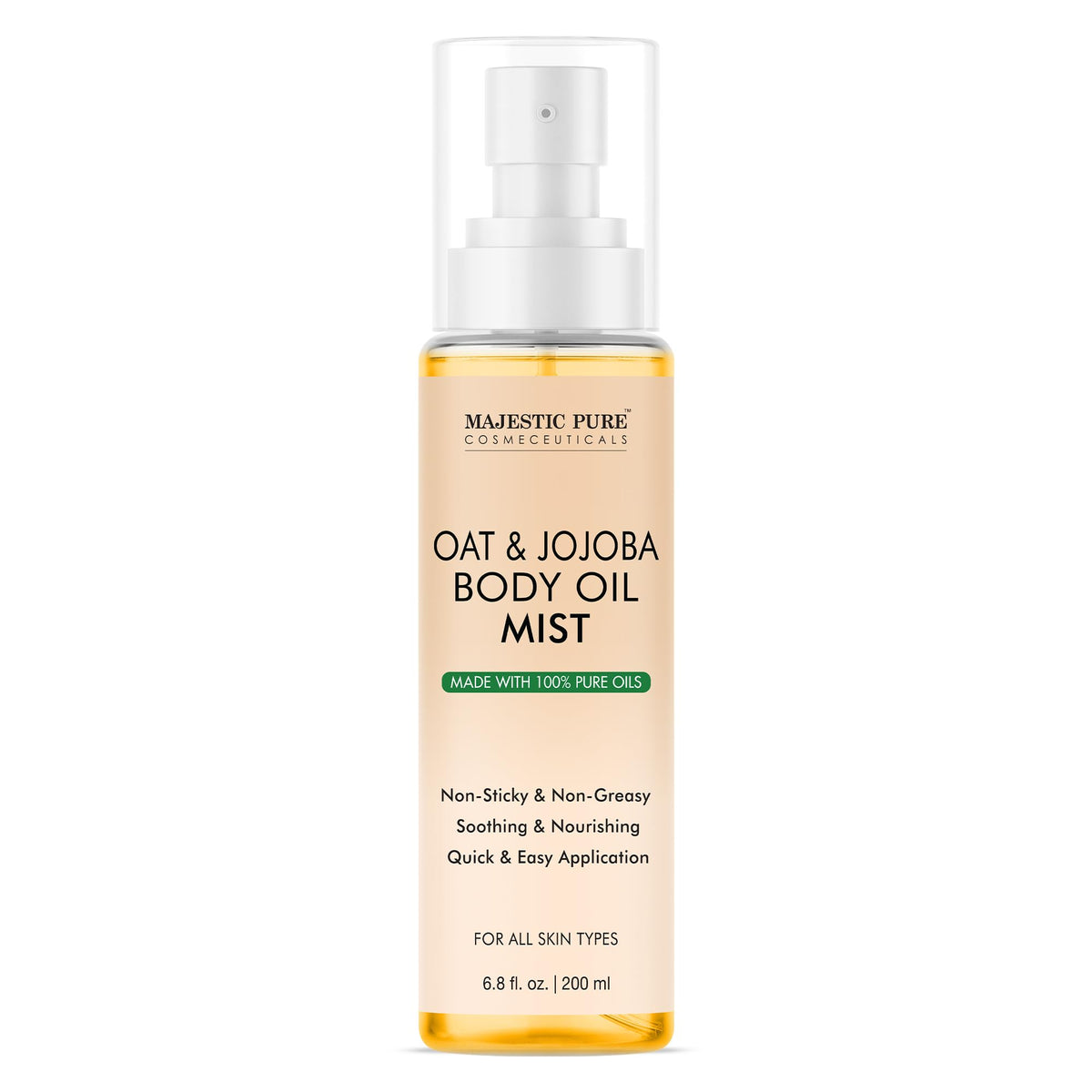 Majestic Pure brume avoine jojoba – bouteille prête pour hydratation légère après la douche.