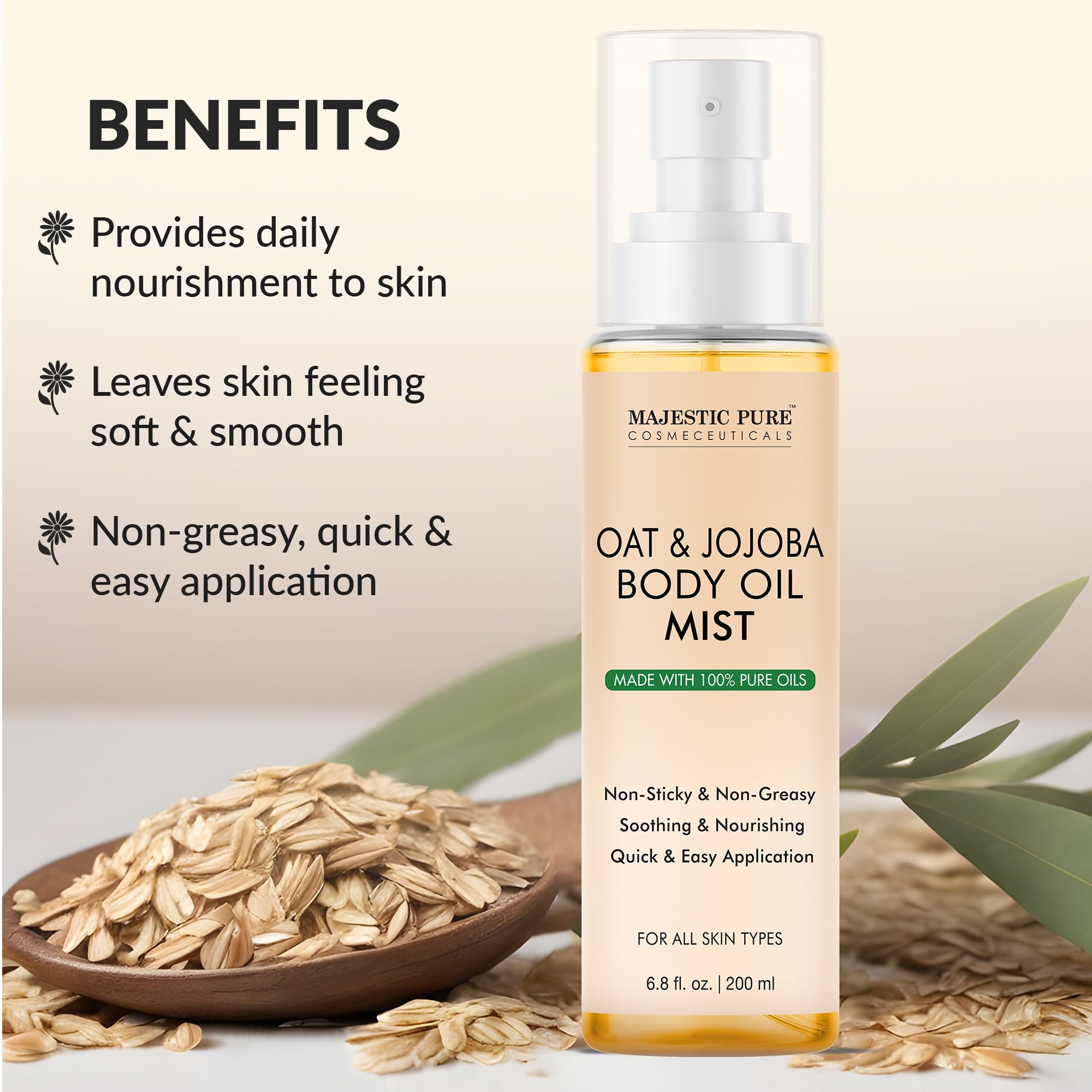 Majestic Pure brume avoine jojoba – massage relaxant pour détendre les tensions.